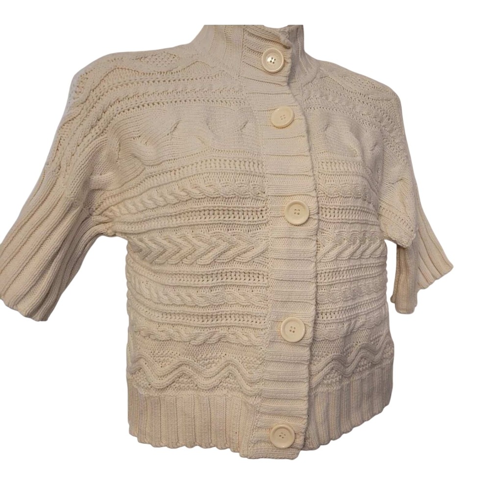Michael Kors‎ Cable Knit Cardigan Button Front Short Sleeve Sweater M/M